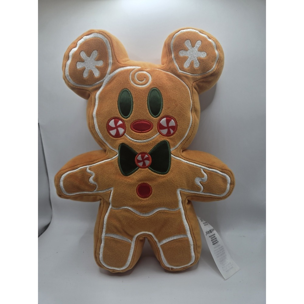 Disney Store 2020 Christmas Mickey Mouse  Gingerbread Plush EUC